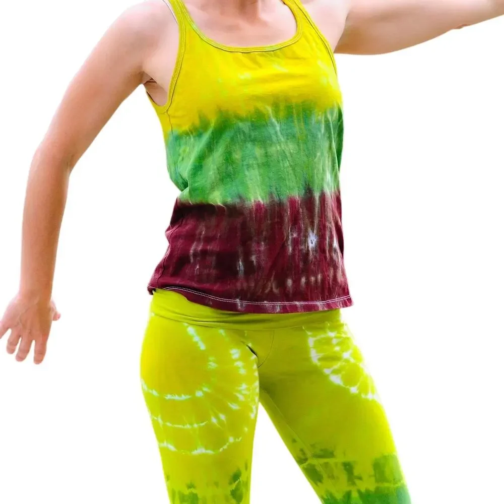 Womens Tank Top Size XL Green Brown Tie Dye Festival Beach Hippie Brand New NWT